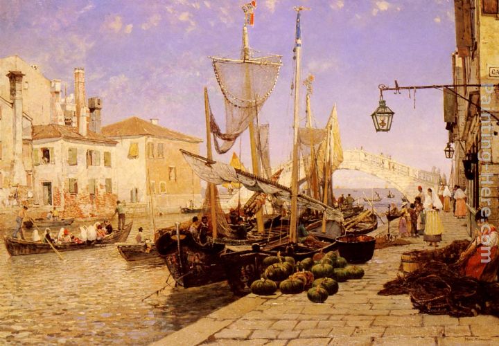 Along A Venetian Canal painting - Hans Herrmann Along A Venetian Canal art painting